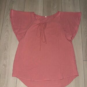 Women’s Size Small Flutter Sleeve Blouse Pink Coral Top NWOT